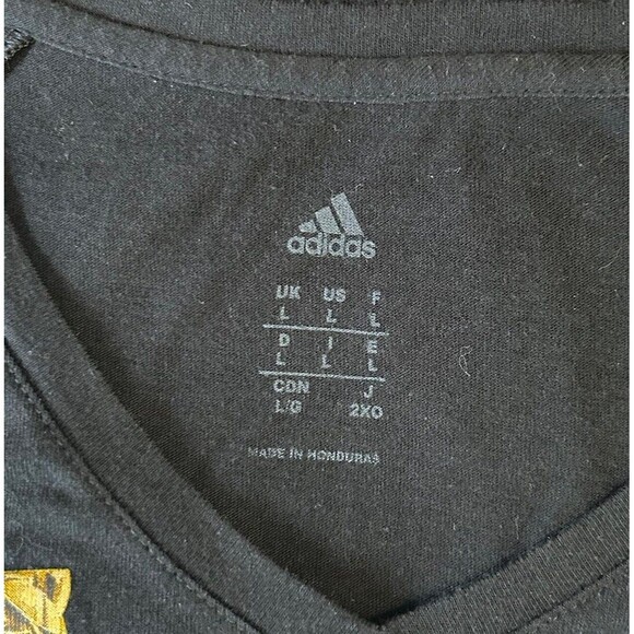 ADIDAS Miami Hurricanes V-Neck Black T-Shirt W/Sebastian Mascot Chain Sz L - Picture 4 of 5